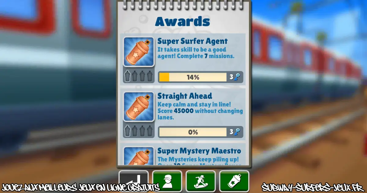 Menu paramètres de Subway Surfers avec son et langue