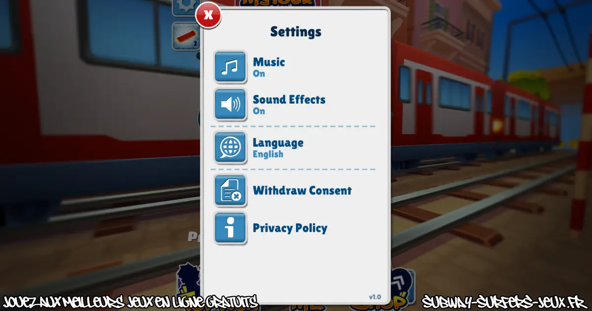 Menu pause de Subway Surfers pendant la partie