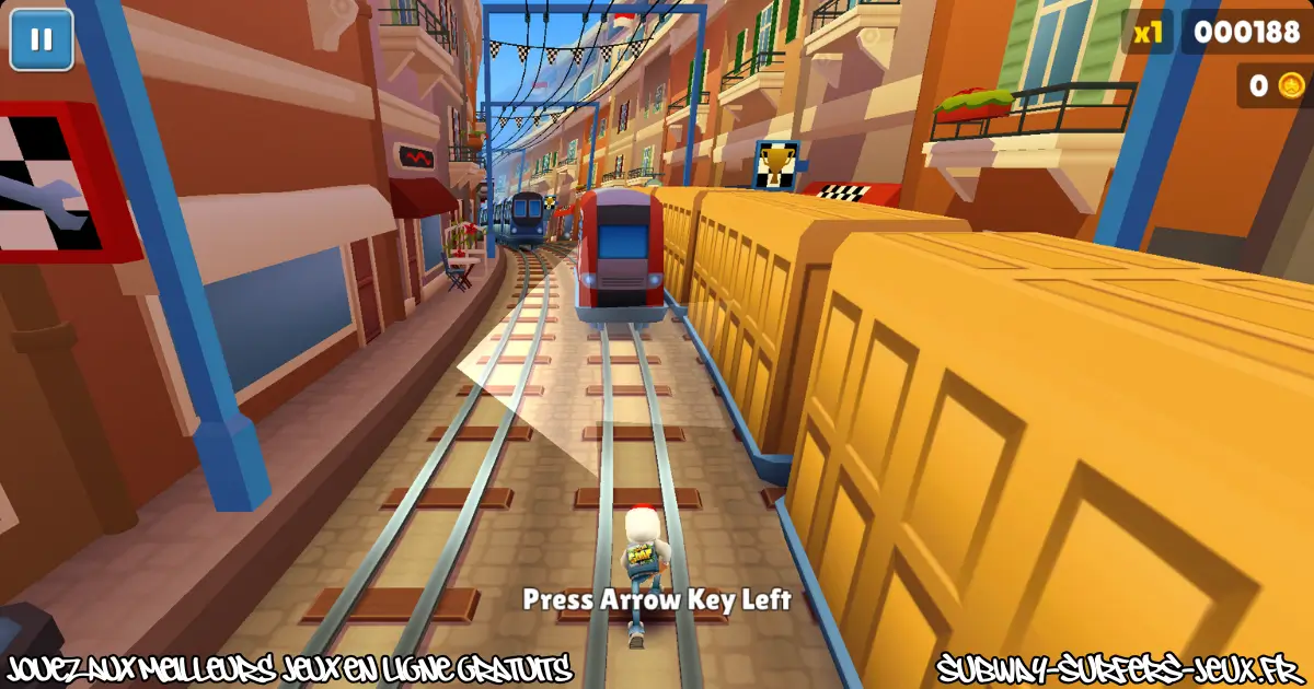 Course de Subway Surfers sur des rails étroits du métro