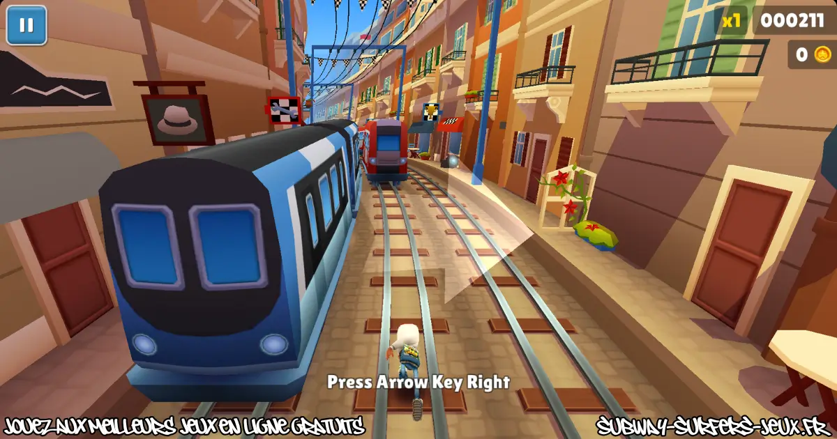Train arrivant en face du joueur dans Subway Surfers