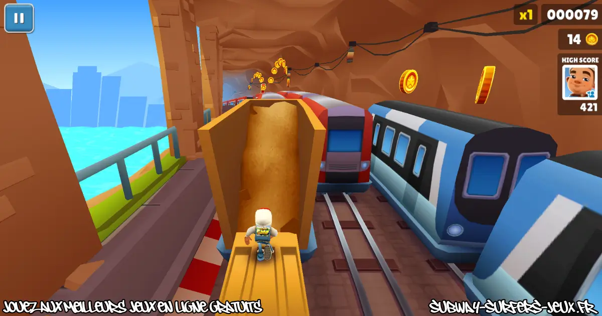 Course de Subway Surfers à l’intérieur d’un tunnel du métro